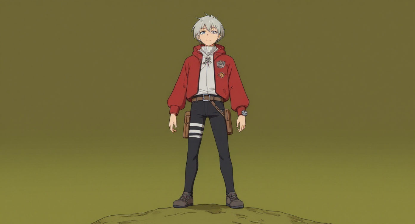Armin Arlert from Attack on Titan, anime-style illustration on a minimal muted olive backdrop